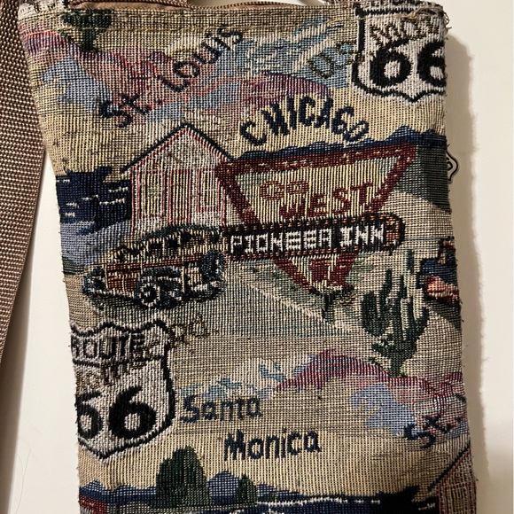 Route 66 Tapestry Cloth Crossbody Bag - Picture 6 of 9